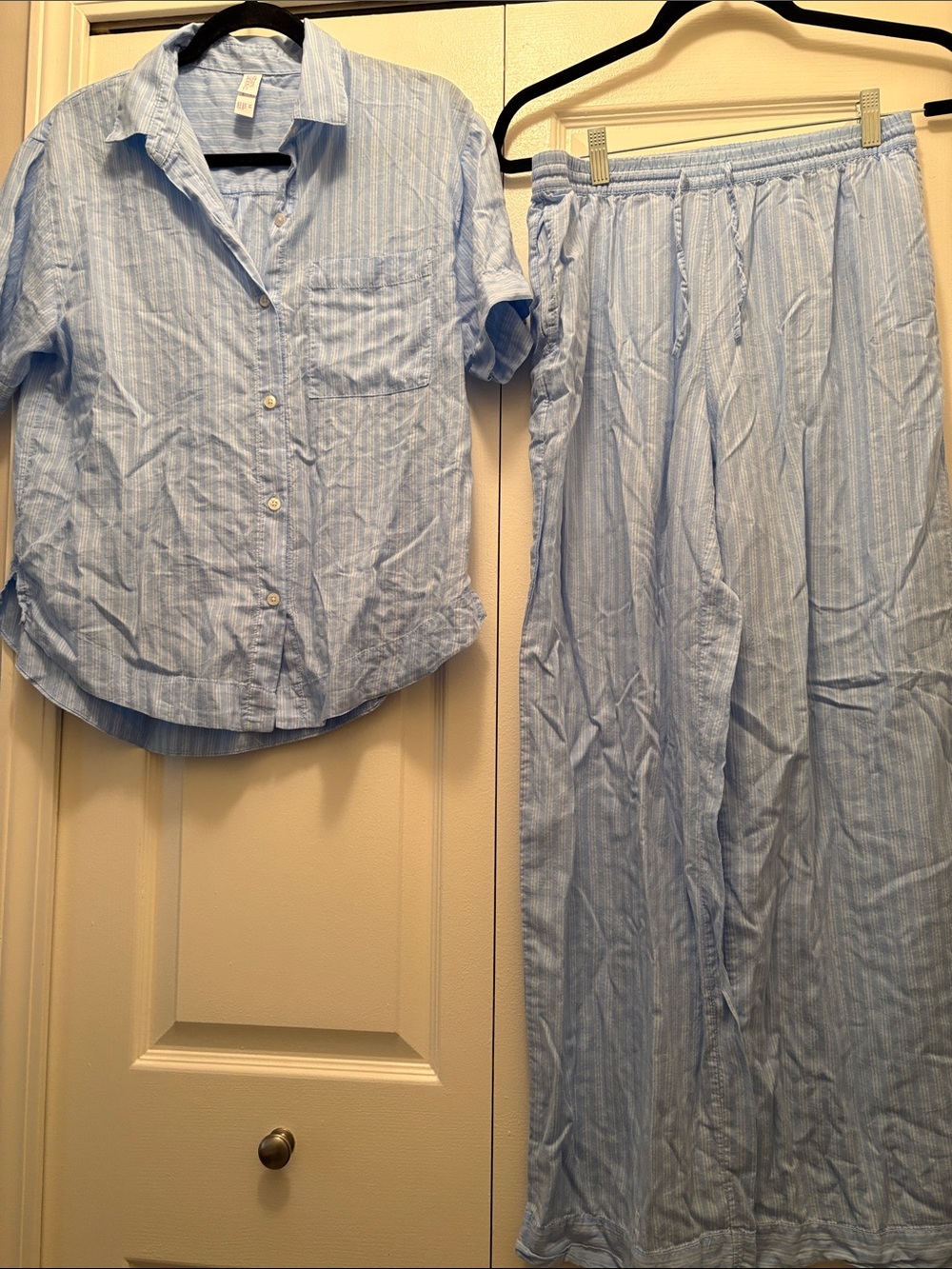 Women’s Light Blue Striped Pajama Set